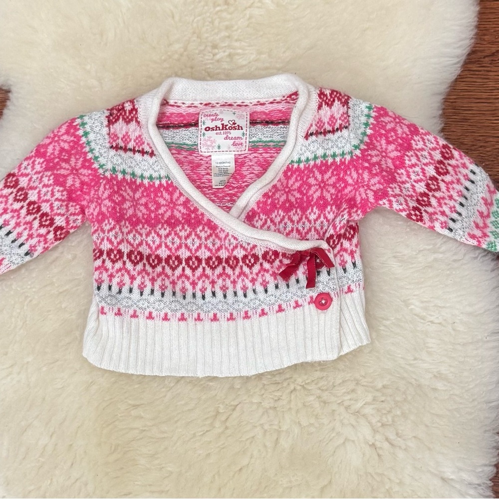 Oshkosh fair isle angora blend baby cardigan sweater. 
12m. EUC.